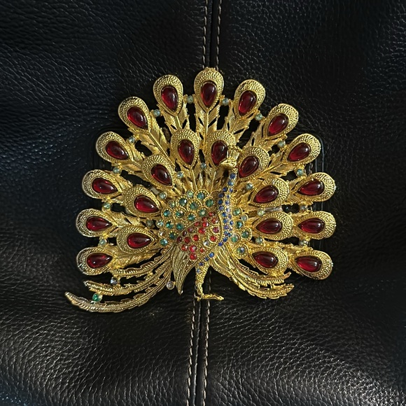 Euc sophia caperelli peacock brooch purse with leopard lining - Picture 2 of 5